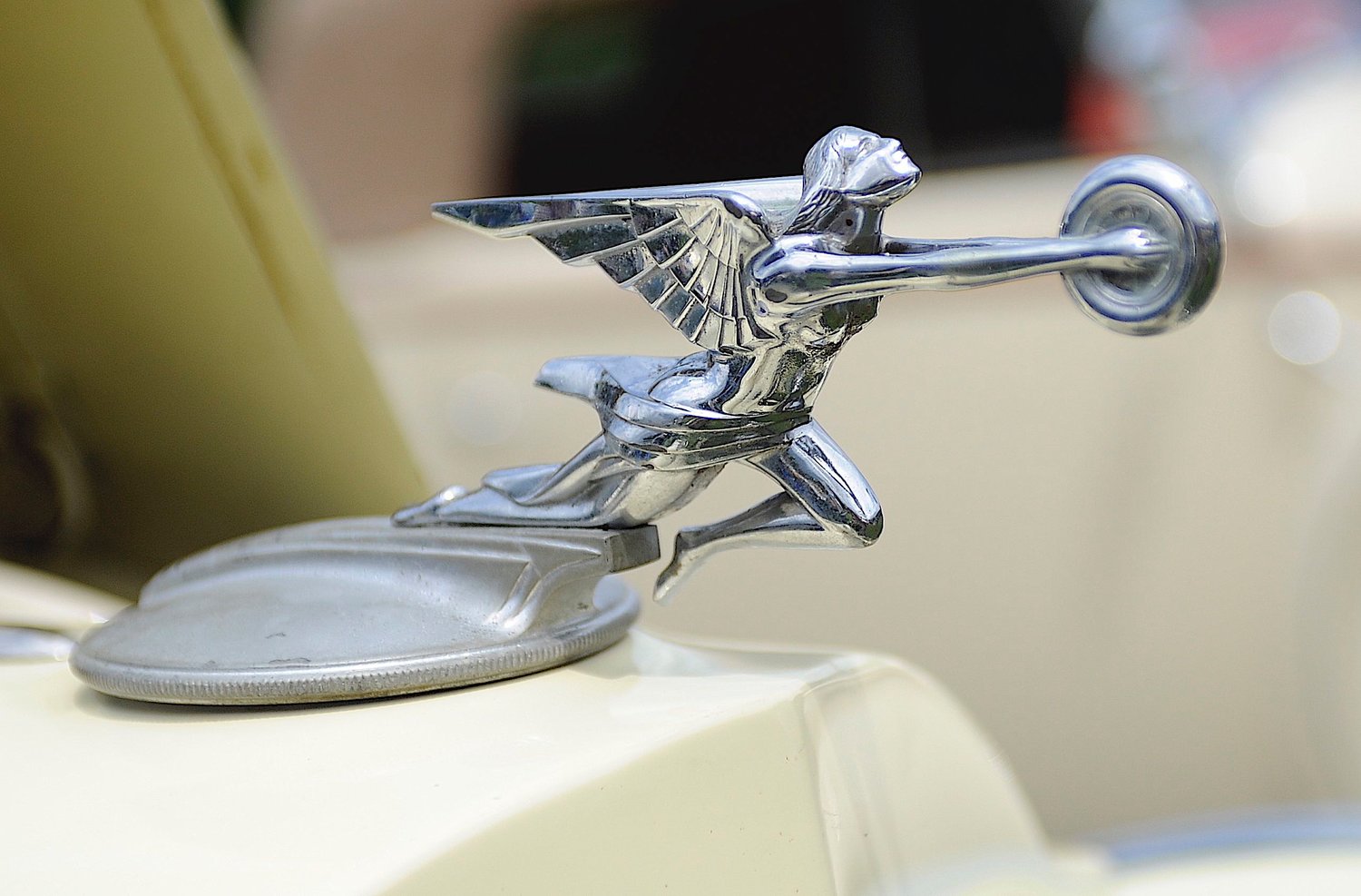 Adonis in chrome. Werner H.A. Gubitz designed the iconic radiator cap ornament gracing the Kehrleys’ immaculate ’35 Packard.